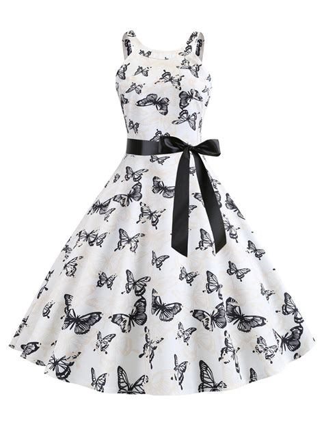 [48% OFF] A Line Butterfly Print Dress | Rosegal