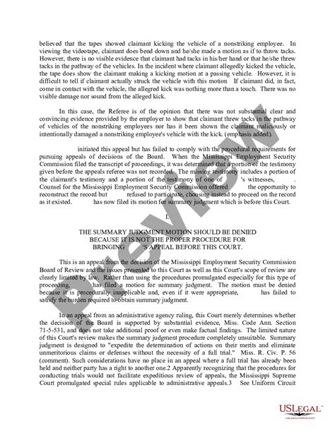 Mississippi Memorandum In Opposition To Appellant S Motion For Summary