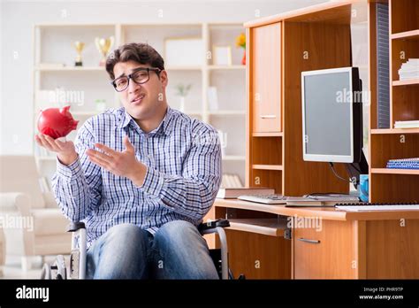 Disabled Student Studying At Home On Wheelchair Stock Photo Alamy