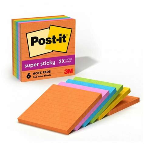 Post It Super Sticky Lined Notes Energy Boost Color Collection