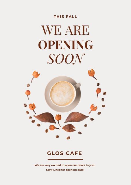 Cafe Opening Announcement With Coffee Online Poster A2 Template