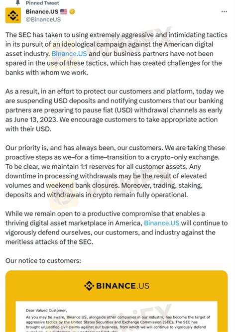 Binance US Announces Temporary Suspension Of USD Deposits And