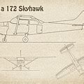 Cessna Skyhawk Airplane Blueprint Drawing Plans S Greeting Card