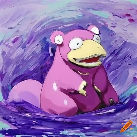 Palette Knife Painting Of A Drifting Slowpoke Pokemon