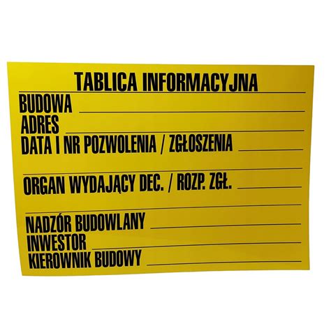 Tablica Informacyjna Budowy X Budowlana Taind Cena Opinie