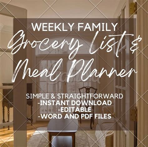 Weekly Family Grocery List & Meal Planner - Etsy