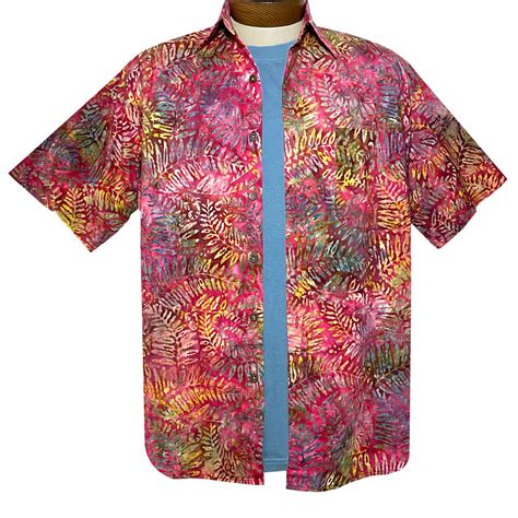 Men S R Options Cotton Batik Short Sleeve Shirt Fronds