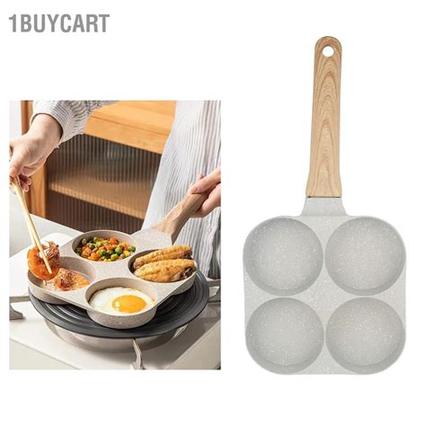 1buycart 4 หลุม Nonstick ไข่แฮมเบอร์เกอร์กระทะ Mini ถ้วยไข่เจียวกระทะ