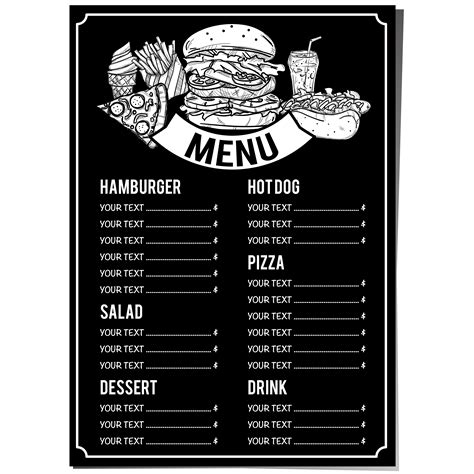 Clipart Of Black And White Restaurant Menu Design Template Layout Images