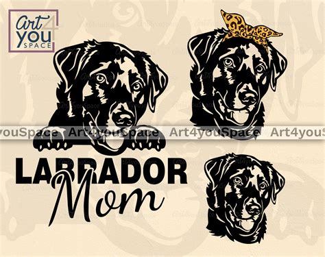 Black Labrador Dog Svg Cricut Labrador Retriever Mom Face Etsy