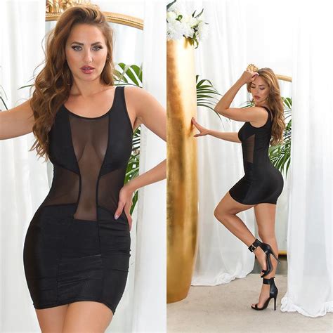 Comprar Vestido Transparencias Disco Sexy Negro Vestidos Ajustados Cortos