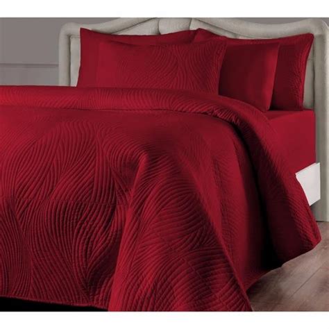 Solid Red Quilted Stream 3 Pc Quilt Set Twin Full Queen King Coverlet