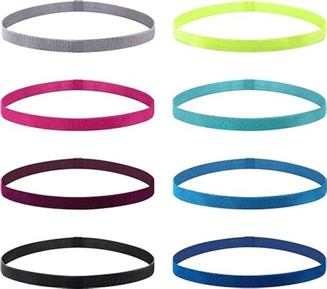 VEGCOO 8 Sport Stirnband Dünn Antirutsch Elastische Stirnbänder Sport