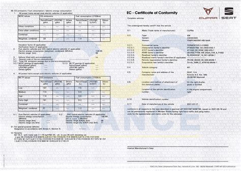 Certificat Conformit Europ En Pour V Hicule Particulier