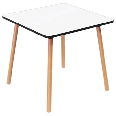 Table PALOMBA 80 x 80 cm Blanc pieds hêtre montée Tables hautes et de