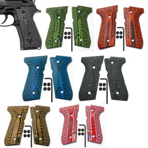 G10 Grips For Beretta 92 Fs M9 92a1 96a1 92 Inox Sunburst Texture And Screws Obb Ebay