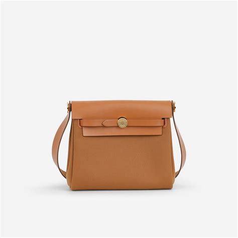 hermes mini herbag  gold toile hunter gold hardware lux