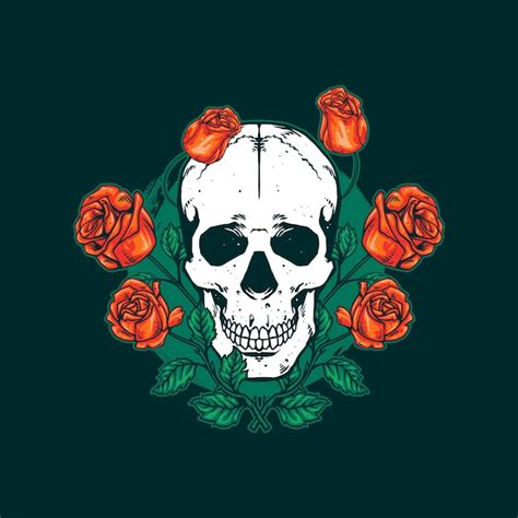 Premium Vector Skull And Rose Flower Artwork