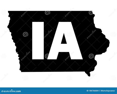 Black Map Of Iowa With Postal Code Abbreviation Stock Vector