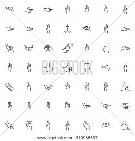 Hand Gestures Line Vector Photo Free Trial Bigstock