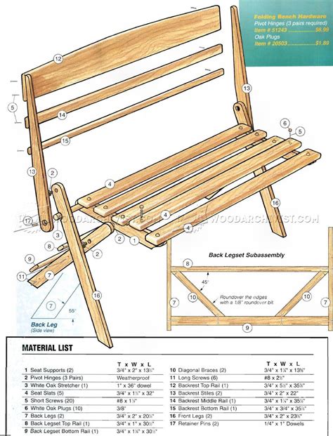 Portable Folding Bench Plans • WoodArchivist