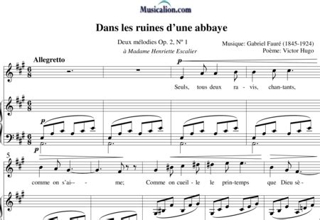 Dans Les Ruines Dune Abbaye Op Nr Gabriel Faur Sheet Music