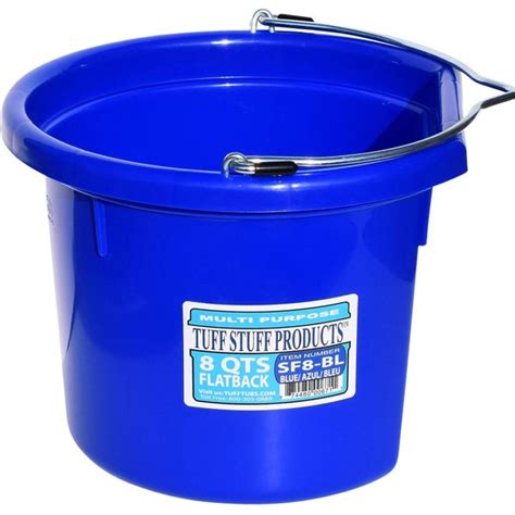 Tuff Stuff Products Heavy Duty Flat Back Farm Animal Feeder 8 Qt Blue