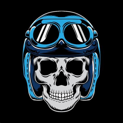 Motocicleta De Calavera Vintage En Casco De Moto Vector Premium