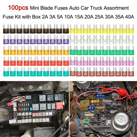 100pcs Mini Blade Fuses Auto Car Truck Assortment Fuse Kit With Box 2a 3a 5a 10a 15a 20a 25a 30a