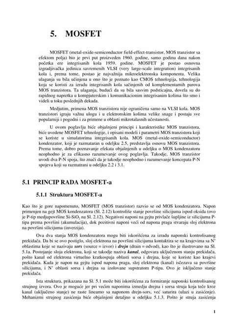 Pdf Mosfet Elektronski Fakultet Nisstarisajt Elfak Ni Ac Rs