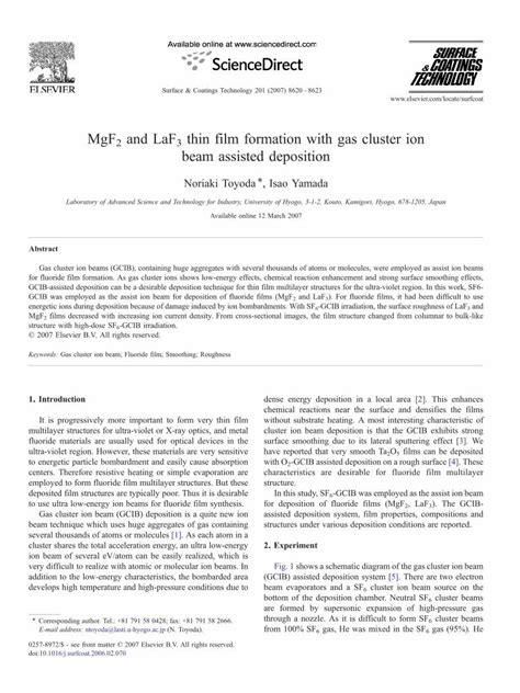 Pdf Mgf And Laf Thin Film Formation With Gas Cluster Ion Beam