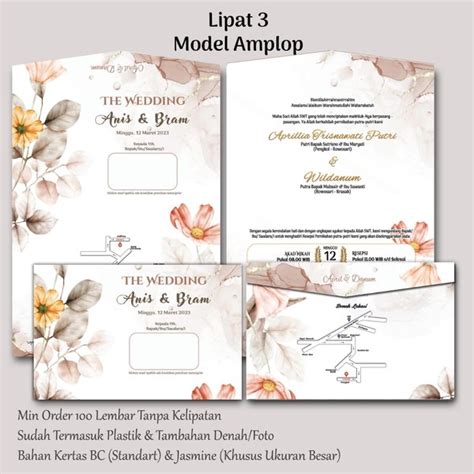 Jual Undangan Pernikahan Khitanan Rustic Floral Model Amplop Di Lapak