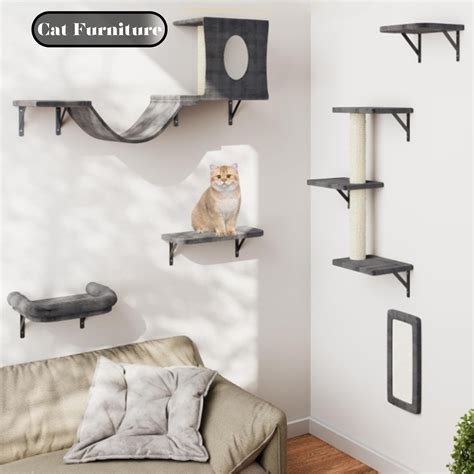 Pcs Cat Wall Shelves Luxury Wall Mounted Cat Climber Set Cat Bridge