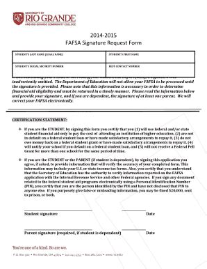 Fillable Online Rio Fafsa Signature Request Form Rio Fax