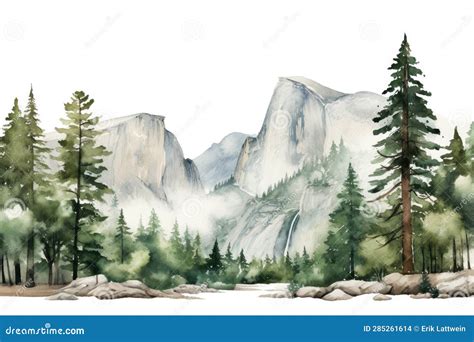 Yosemite National Park Clip Art Watercolor Illustration Stock Illustration - Illustration of ...