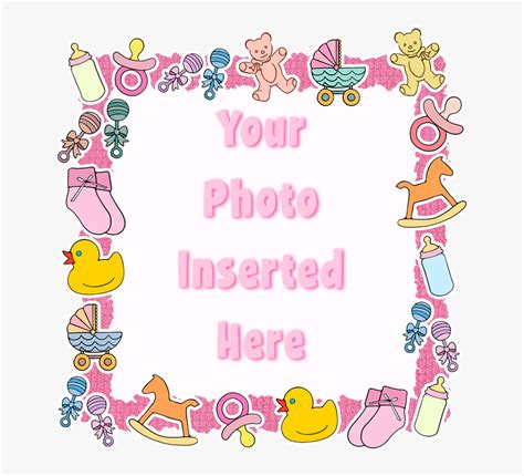 Baby Girl Border Tile Coaster - Pink Baby Border Clip Art, HD Png ...