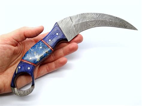 Big Karambit Knife Composite Handle Damascus Knife Unique Etsy