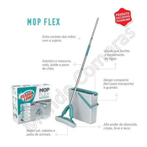 Mop Flash Limp Rodo M Gico Flex Balde Litros Submarino