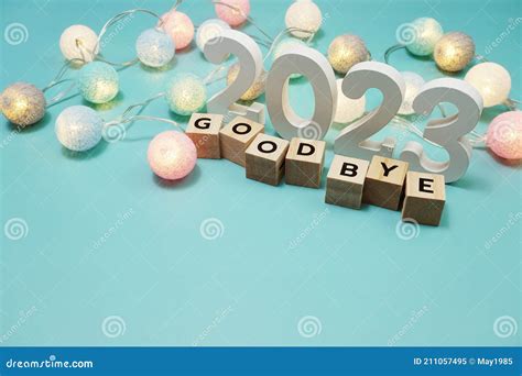 Goodbye Alphabet Letters With Space Copy On Blue Background Stock