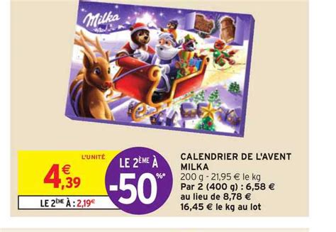 Promo Calendrier De L avent Milka Le 2ème à 50 chez Intermarché