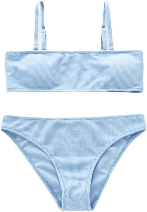 SMILEQ Damen Badeanzug Push Up Bikini Set Mit BH Mit Sexy Bademode Himmelblau Asiatisch S