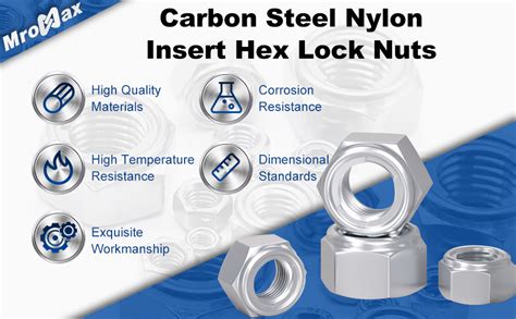 Mromax M X Mm Nylon Insert Hex Lock Nuts Carbon Steel White Zinc