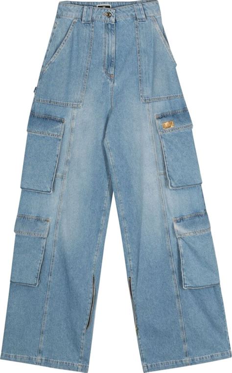 Elisabetta Franchi Wide Denim Cargo Pants ShopStyle Flare Jeans