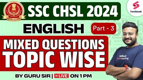 Ssc Chsl 2024 English Mixed Questions Topic Wise Part 3 Ssc Chsl