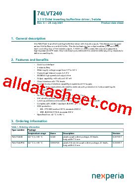 74LVT240 Datasheet PDF Nexperia B V All Rights Reserved