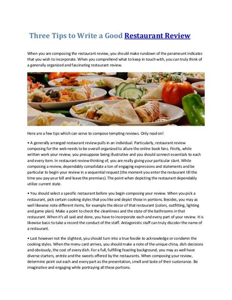 Three Tips To Write A Good Restaurant Review