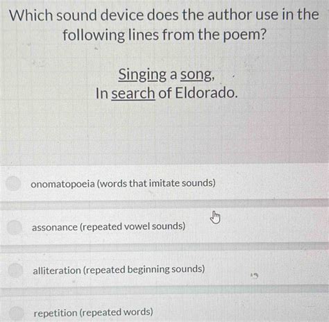 Solved Which Sound Device Does The Author Use In The Following Lines