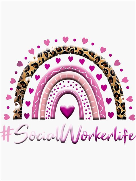 Social Worker Nurse Leopard Rainbow Nurses Week Sticker By Mghdesign