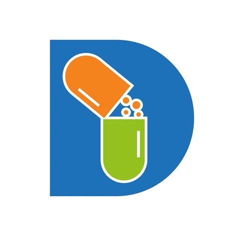 Letter D Medicine Tablet Logo Concept For Healthcare Logo Sign Vector