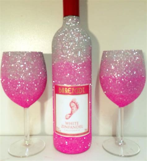 Glittery Pink Wine Decorated Liquor Bottles Wine Bottle Diy Crafts Glitter Wine Bottles